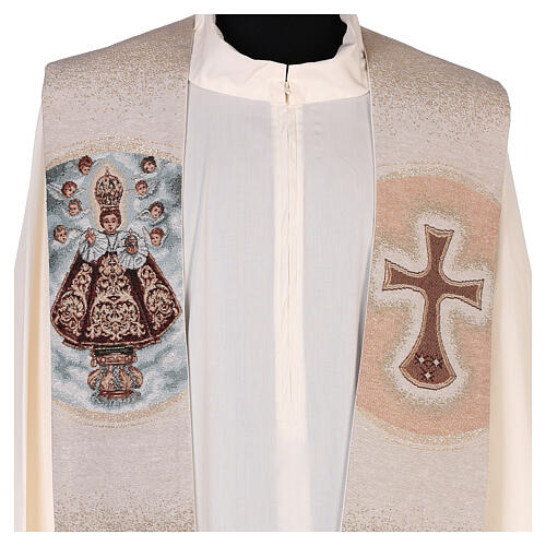 Embroidered stole of Infant Jesus of Prague ivory 2