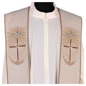 Embroidered stole with marriage symbols ivory