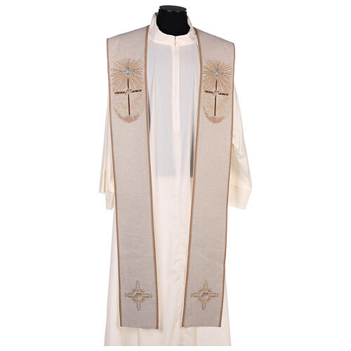 Embroidered stole with marriage symbols ivory 1