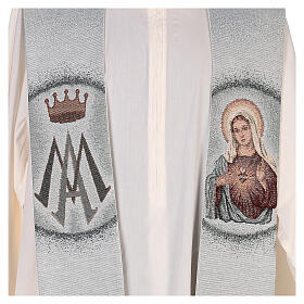 Stole with Holy Heart of Mary and Marian symbol