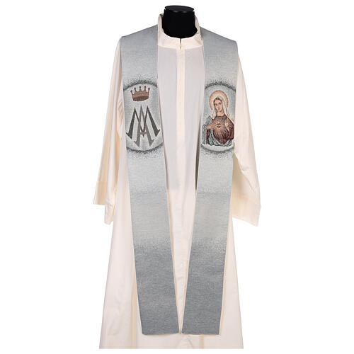 Stole with Immaculate Heart of Mary and Marian symbol 1