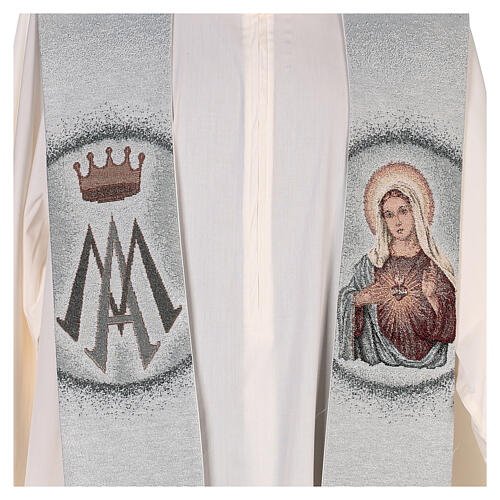 Stole with Immaculate Heart of Mary and Marian symbol 2