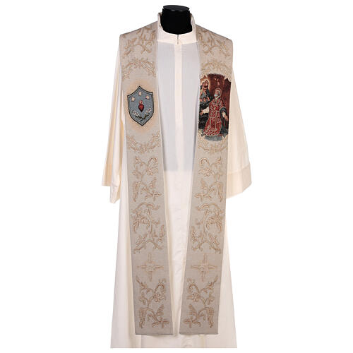 Ivory stole, St Philip Neri, decoration of gilt thread 1