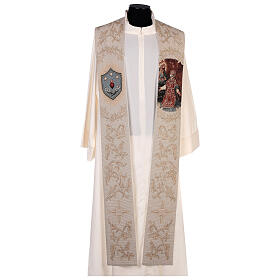 Stole St Philip Neri with gold thread decorations ivory