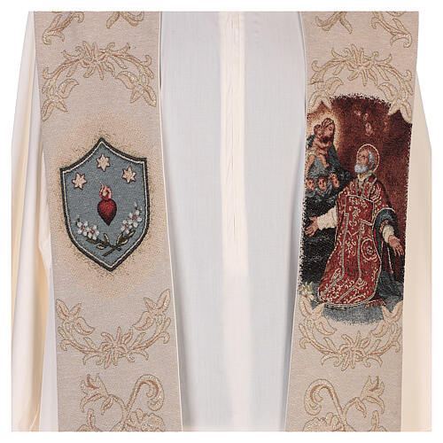 Stole St Philip Neri with gold thread decorations ivory 2