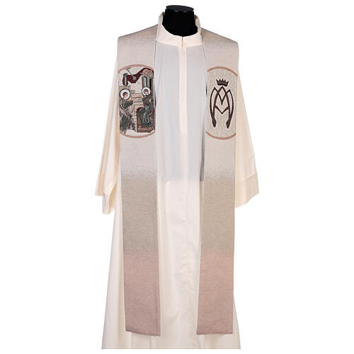 Ivory stole with Annunciation scene and Marian symbol 1