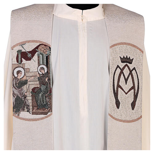 Ivory stole with Annunciation scene and Marian symbol 2