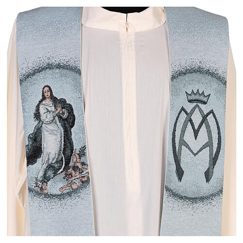 Blue stole with Assumption of Mary 2