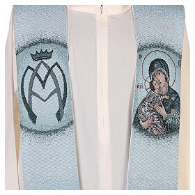Light blue stole with Virgin of Tenderness