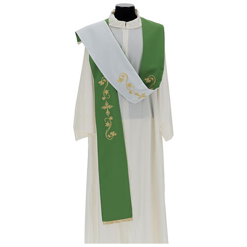 Tristole two-colored embroidered 100% polyester green and ivory 3