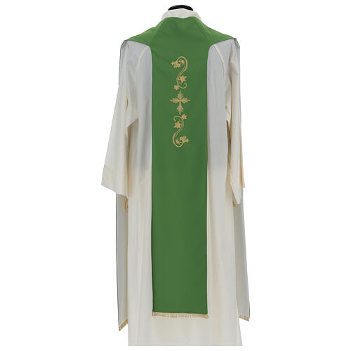 Tristole two-colored embroidered 100% polyester green and ivory 6