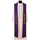 Reversible tristole with embroidery, 100% polyester, red and purple s1