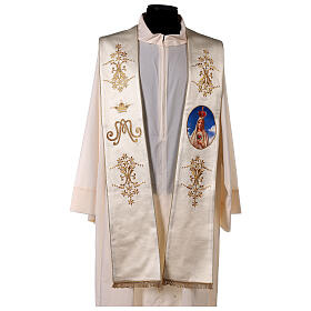 Marian stole, Our Lady of Fatima, gold embroidery with rhinestones