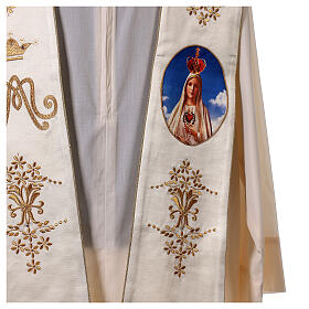 Marian stole, Our Lady of Fatima, gold embroidery with rhinestones