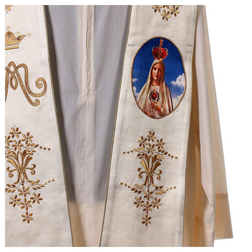 Marian stole, Our Lady of Fatima, gold embroidery with rhinestones 2