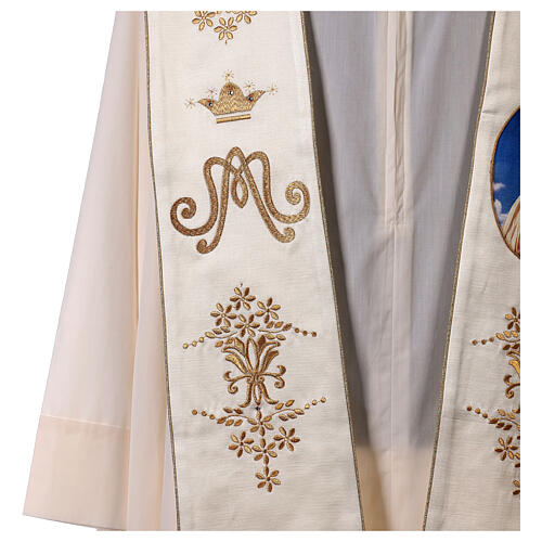 Marian stole, Our Lady of Fatima, gold embroidery with rhinestones 3