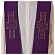 Reversible tristole with cross embroidery, 100% polyester, green and purple s3