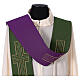 Liturgical tristole two-colored green and purple crosses 100% polyester s2