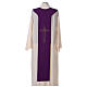 Liturgical tristole two-colored green and purple crosses 100% polyester s5