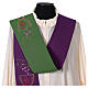 Liturgische Stola aus Polyester mit Kelch und Trauben Stickereien, violett und grün s2