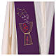 Liturgische Stola aus Polyester mit Kelch und Trauben Stickereien, violett und grün s3