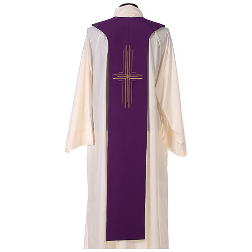 Étole liturgique calice et raisin bicolore verte et violette 100% polyester 7