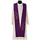 Étole liturgique calice et raisin bicolore verte et violette 100% polyester s1