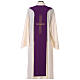 Étole liturgique calice et raisin bicolore verte et violette 100% polyester s7