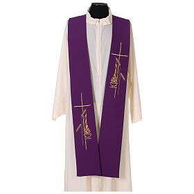 Étole liturgique bicolore verte et violette épis 100% polyester