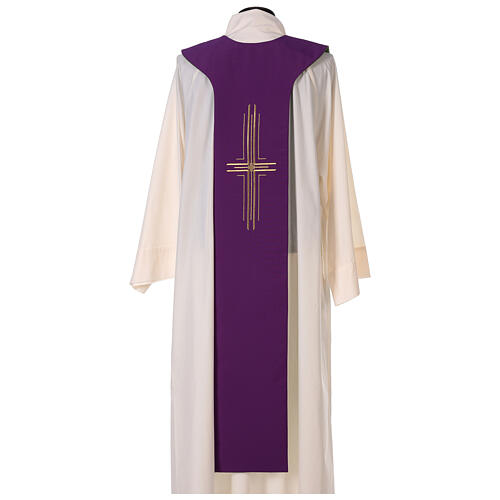 Étole liturgique bicolore verte et violette épis 100% polyester 7