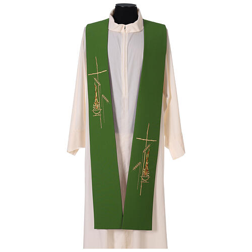 Liturgical tristole wheat two-colored purple and green 100% polyester 5