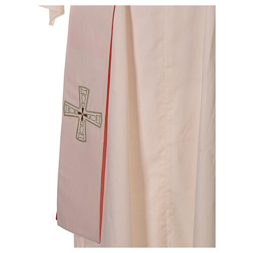 Deacon stole with crosses, 100% polyester, white and red Gamma 6