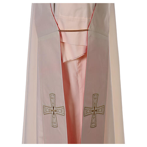 Deacon stole with crosses, 100% polyester, white and red Gamma 7