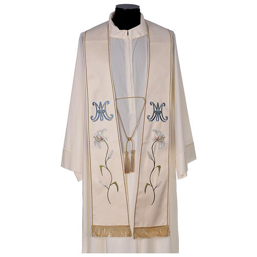 Deacon stole Marian machine embroidered 100% polyester Gamma 1