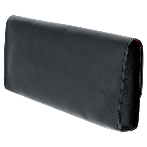 Tasche für Stola aus echtem Leder rechteckig, schwarz 3