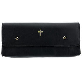 Rectangular bag for stole in black leather