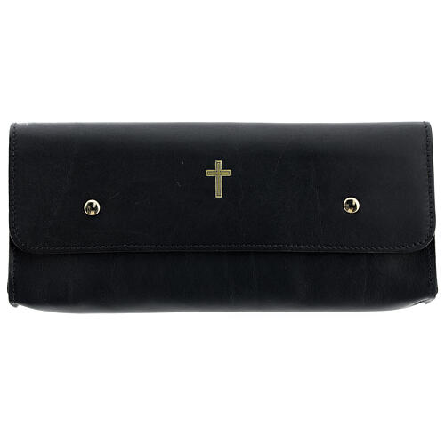 Rectangular bag for stole in black leather 1
