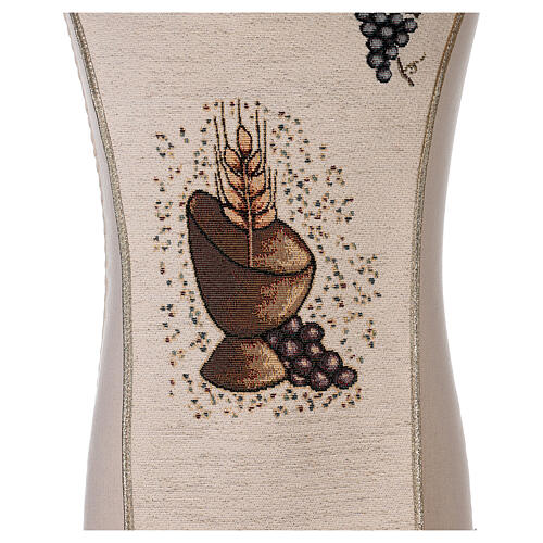 Skapulier aus Baumwolle, Länge 80 cm, mit Stickereien Kelch, Ähren, Trauben 2