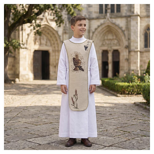 Scapolare calice tralci prima comunione h 80 cm cotone 2