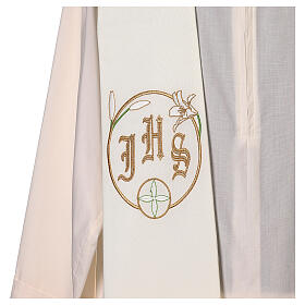 Einfarbige Langstola mit Sankt Joseph aus 100% Polyester in liturgischen Farben