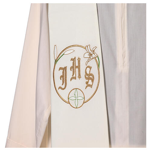 Einfarbige Langstola mit Sankt Joseph aus 100% Polyester in liturgischen Farben 2