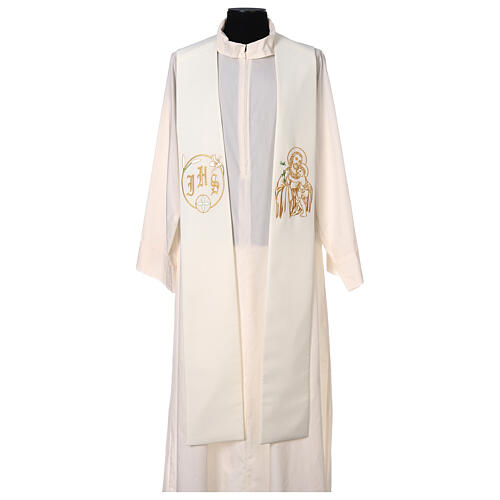 Monochrome stole, liturgical colours, Saint Joseph, 100% polyester 1