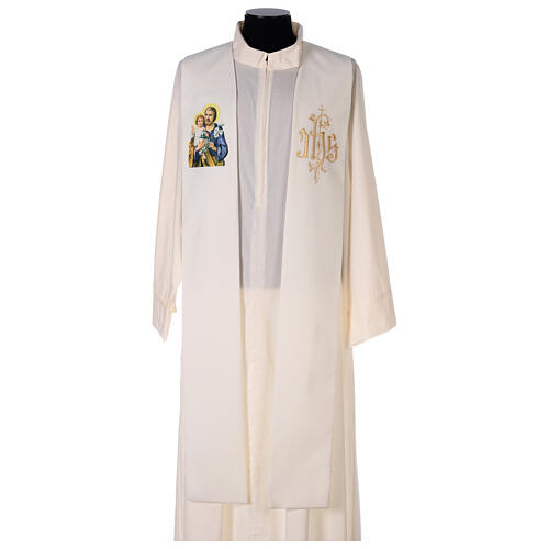 Simple ivory stole, polyester, Saint Joseph and IHS 1