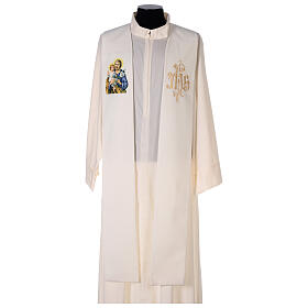 Clergy stole Saint Joseph ivory simple IHS polyester