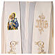 Elfenbeinfarbige bestickte Stola aus Polyester mit Sankt Joseph und vergoldetem IHS Symbol s2