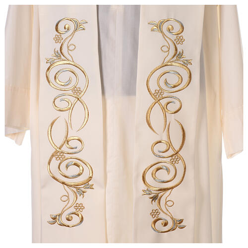 Embroidered stole, Saint Joseph and golden IHS, ivory polyester 3