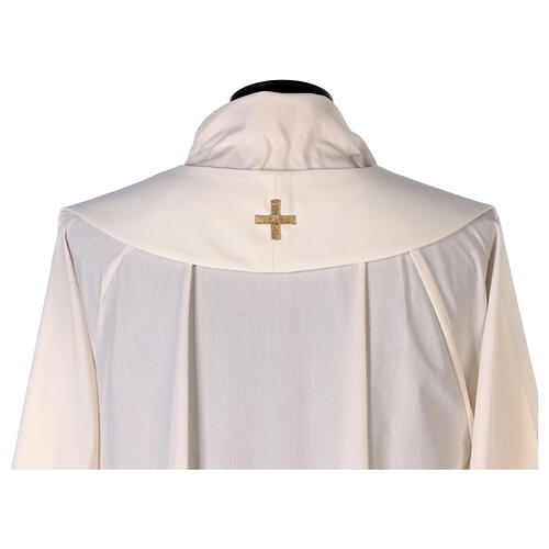 Embroidered stole, Saint Joseph and golden IHS, ivory polyester 7