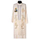 Embroidered stole, Saint Joseph and golden IHS, ivory polyester s1