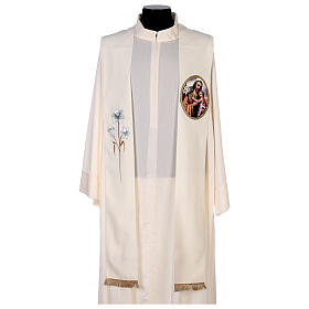 Stola aus 100% Polyester in liturgischen Farben mit Sankt Joseph Gamma