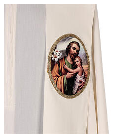 Stola aus 100% Polyester in liturgischen Farben mit Sankt Joseph Gamma